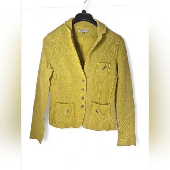 People Like Frank Jackets & Blazers - Chartreuse Distressed Cardigan Sweater L Streetwear Edge, Grunge Chic, Statement